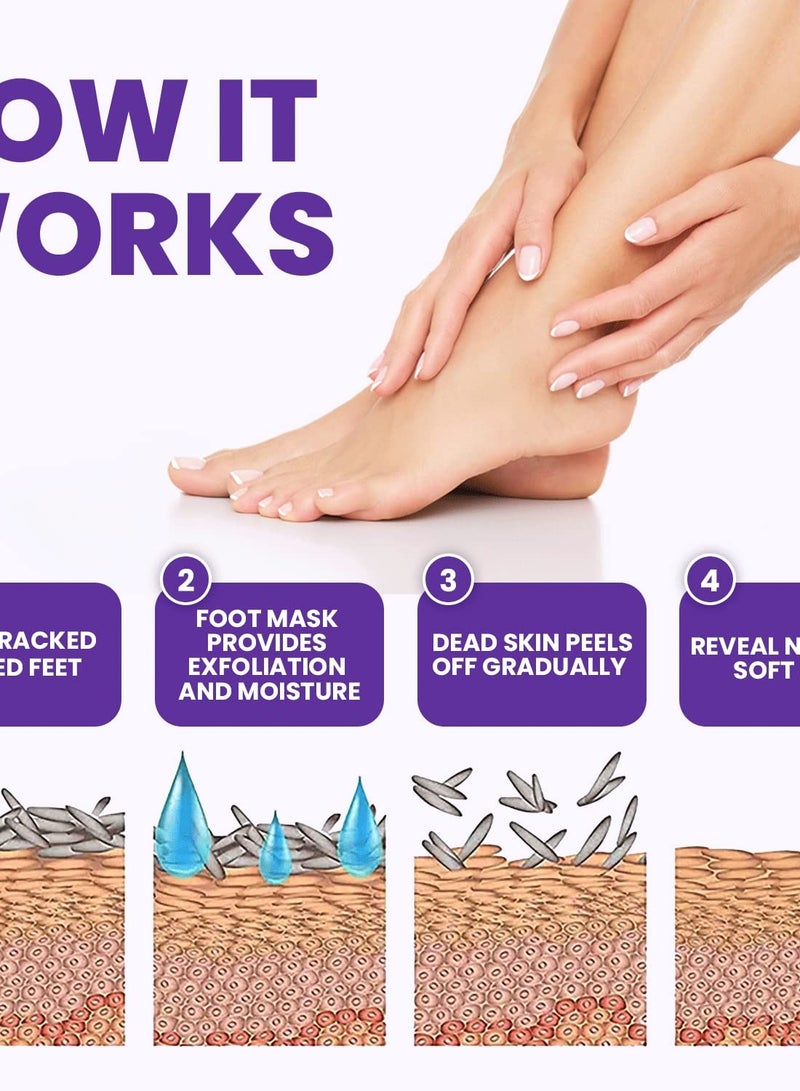 Azah Foot Mask Peeling Feet Mask [Pack of 2X2] | Foot Peel off Mask for Cracked Feet | Peeling and Exfoliating Foot Mask for Foot care at Home | Foot... - Image 2