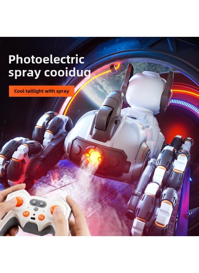 Children's Remote Control Car Eight-wheel Stunt Deformation Robot Dog Voice Control Gesture Remote Control Induction Cross-country Climbing Car Toy Men-Color: Eight-wheel Stunt Spray Dog-white-Specifications: 2 Sets Of Lithium Batteries + Replacement If Broken + Remote Control Battery + Screwdriver  - Image 4