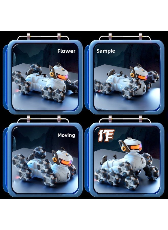 Children's Remote Control Car Eight-wheel Stunt Deformation Robot Dog Voice Control Gesture Remote Control Induction Cross-country Climbing Car Toy Men-Color: Eight-wheel Stunt Spray Dog-white-Specifications: 2 Sets Of Lithium Batteries + Replacement If Broken + Remote Control Battery + Screwdriver  - Image 5
