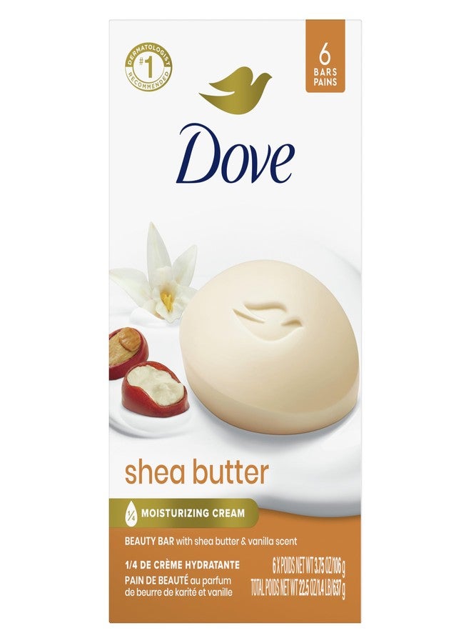 Dove Beauty Bar Soap Shea Butter, 6 Bars for Nourished, Radiant Skin, Enriches Skin 3.75 oz - Image 1