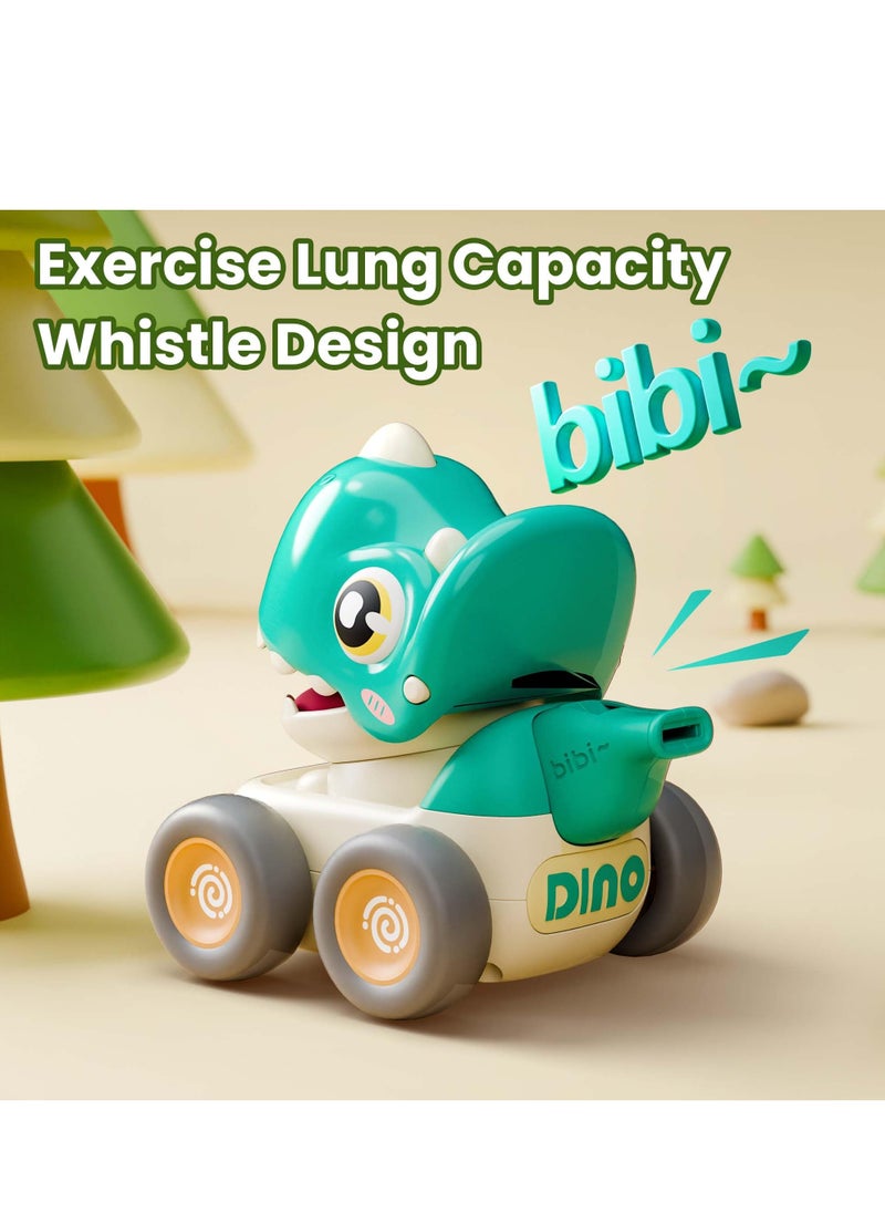 4PCS Dinosaur Car Toys for Toddlers 1-3, Baby Dino Press Go Whistle Cars, Infant Racing Vehicle Set, Push Go Friction Car for baby, 1st Birthday Gift for 1 2 Years Old Boys Girls(Red+Blue+Yellow+Gre  - Image 3