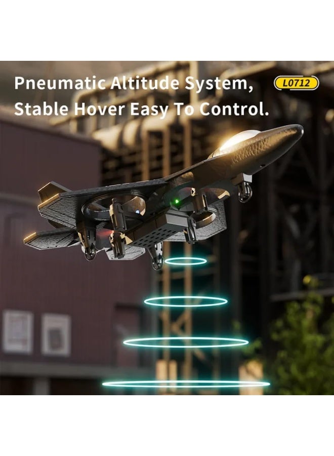 طائرة بدون طيار للأطفال RC – طائرة مقاتلة بتردد 2.4GHz مع أضواء LED، شقلبة 3D، إقلاع وهبوط بزر واحد، تحليق ثابت، هيكل فوم EPP متين، شحن USB - Image 4