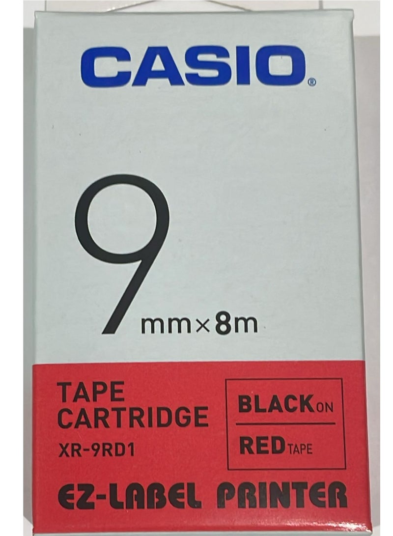 Casio tape cartridge black on red tape XR-9RD1