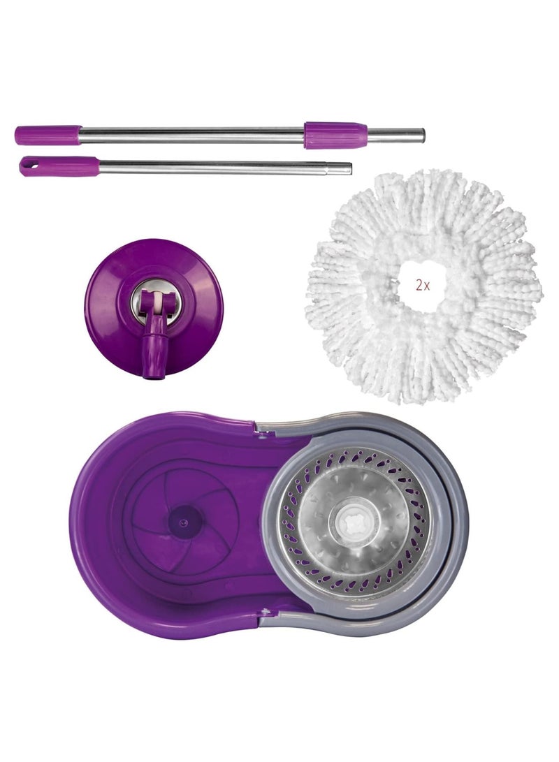 معرض الأعياد مجموعة ممسحة ودلو سهلة الدوران، دلو ممسحة دوارة 360 درجة، مقبض ممتد سهل الضغط من الفولاذ المقاوم للصدأ لتنظيف أرضية المطبخ المنزلي، (أرجواني) 40 × 21 × 20 سم - Image 5