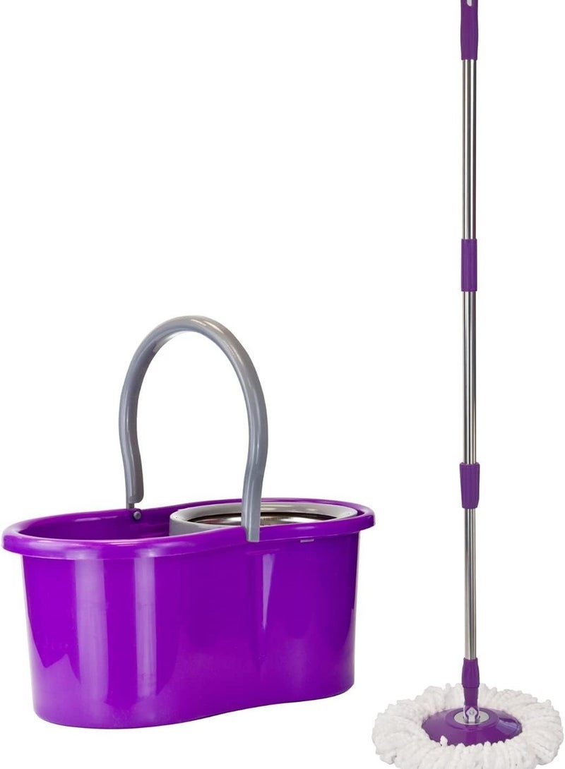 معرض الأعياد مجموعة ممسحة ودلو سهلة الدوران، دلو ممسحة دوارة 360 درجة، مقبض ممتد سهل الضغط من الفولاذ المقاوم للصدأ لتنظيف أرضية المطبخ المنزلي، (أرجواني) 40 × 21 × 20 سم - Image 3