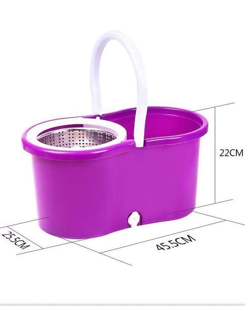 معرض الأعياد مجموعة ممسحة ودلو سهلة الدوران، دلو ممسحة دوارة 360 درجة، مقبض ممتد سهل الضغط من الفولاذ المقاوم للصدأ لتنظيف أرضية المطبخ المنزلي، (أرجواني) 40 × 21 × 20 سم - Image 2