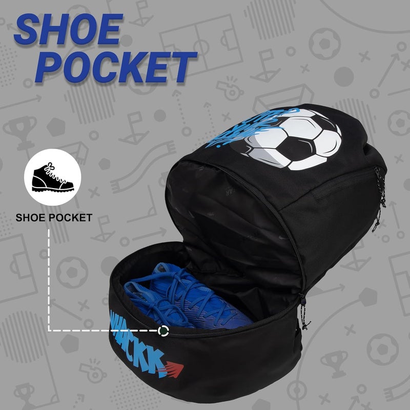 WHACKK Blitz Soccer|Football Equipment Bags|Basketball Volleyball Throwball Drawstring Backpack Bags|Shoes Mobile Bottle Holder Pocket|Dori Backpack |Gym Bag|Kitbag (Black) - Made in India - Image 4