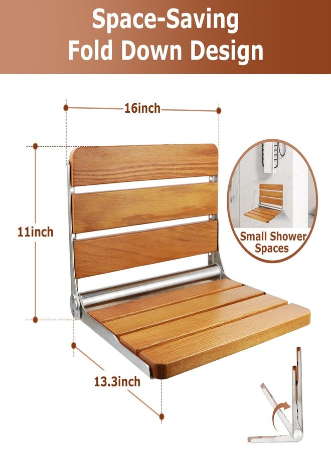 Flngr 16 Inch Foldable Shower Seat Wall Mounted, Folding Shower Bench for Small Shower Spaces, 400lbs Max Load for Inside Shower, Foldable Chair for Seniors Adults,304 Stainless Steel - Image 4