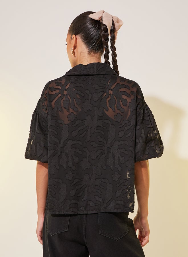 Take Two Jacquard Short Sleeves Oversized Shirt  - Image 5