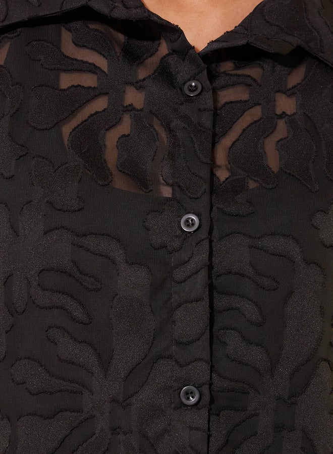 Take Two Jacquard Short Sleeves Oversized Shirt  - Image 4