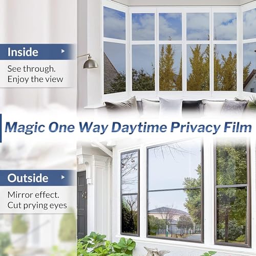 ERATO Silver Window Mirror Film Daytime Privacy Heat Control Reflective Glass Covering Anti UV Solar Static Cling House Tint (Silver Window Tint Film, 20 x 100 Inch) - Image 4