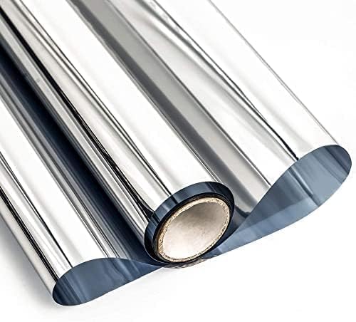 ERATO Silver Window Mirror Film Daytime Privacy Heat Control Reflective Glass Covering Anti UV Solar Static Cling House Tint (Silver Window Tint Film, 20 x 100 Inch) - Image 1