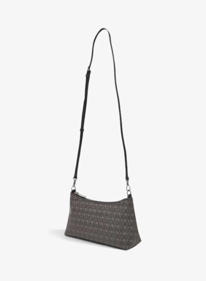 Coccinelle Grey Aura Coated Monogram Shoulder Bag for Women | Best Price UAE