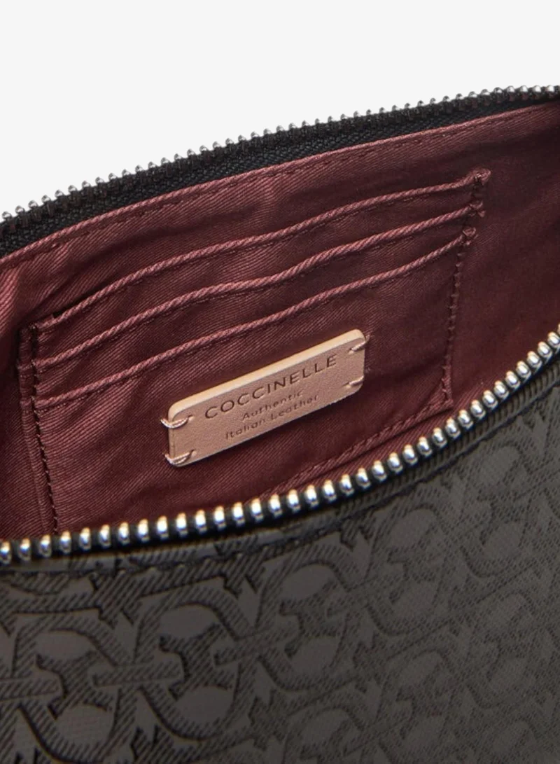 Coccinelle Grey Aura Coated Monogram Shoulder Bag for Women | Best Price UAE