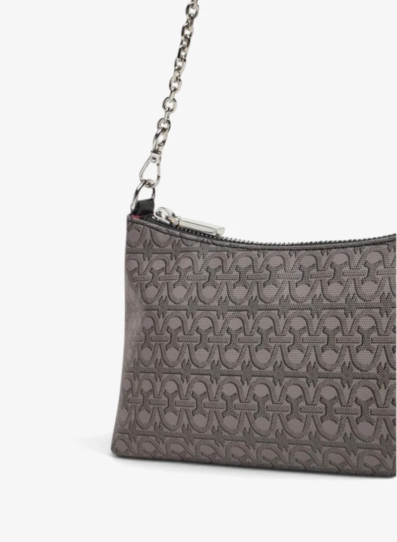 Coccinelle Grey Aura Coated Monogram Shoulder Bag for Women | Best Price UAE