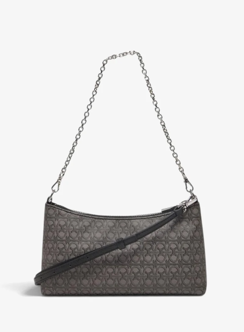 Coccinelle Grey Aura Coated Monogram Shoulder Bag for Women | Best Price UAE