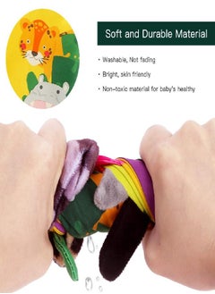 beiens beiens Baby Books Toys, Touch and Feel Crinkle Cloth Books for Babies, Infants & Toddler, Early Development Interactive Car & Stroller Soft Toys for Boys & Girls (Rainforest Tails-1 Book)  - Image 4