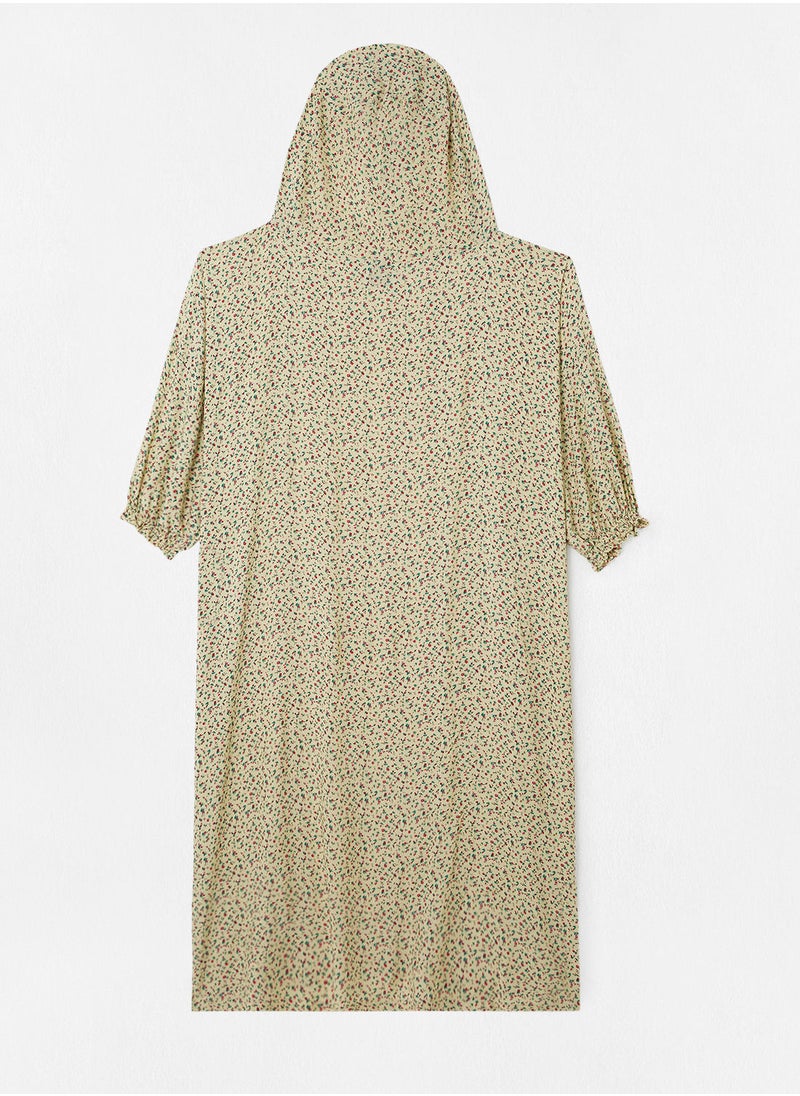 Hayat - Praying Dress With Floral Prints And Attached Veil - Image 1