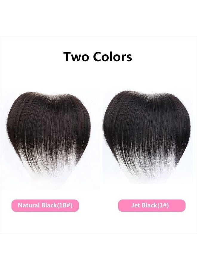 Meiverah Frontal Hairpiece for Women Natural Black Hair Extension Hairline Loss Straight Tape in Human Hair Toppers Replacement Toupee (0.78"x6.3", hair length:10", Natural Black)  - Image 4