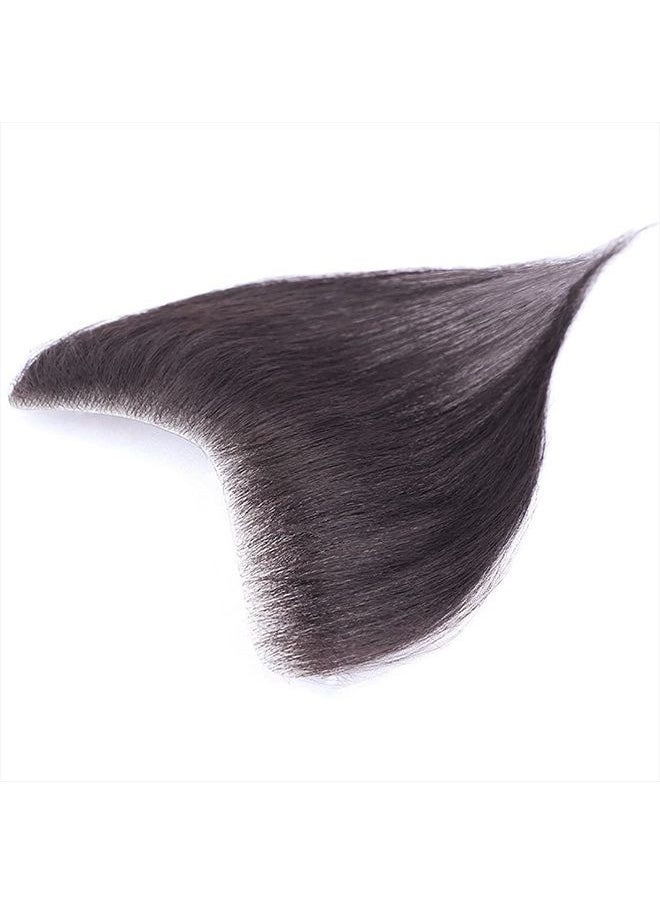 Meiverah Frontal Hairpiece for Women Natural Black Hair Extension Hairline Loss Straight Tape in Human Hair Toppers Replacement Toupee (0.78"x6.3", hair length:10", Natural Black)  - Image 3