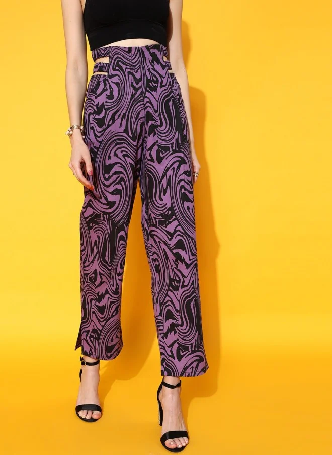 STREET 9 Pretty Purple Solid Trousers for Women