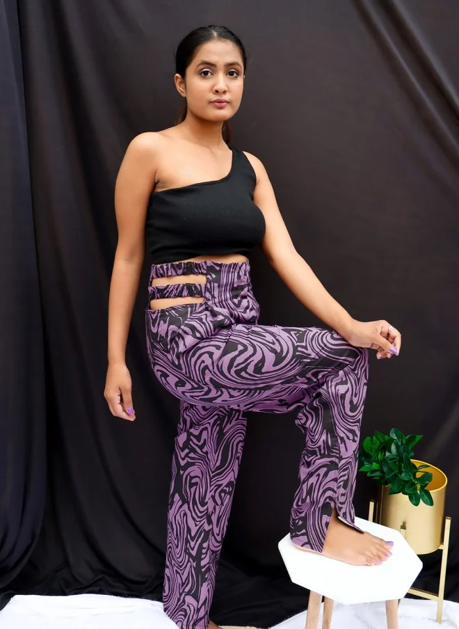 STREET 9 Pretty Purple Solid Trousers for Women