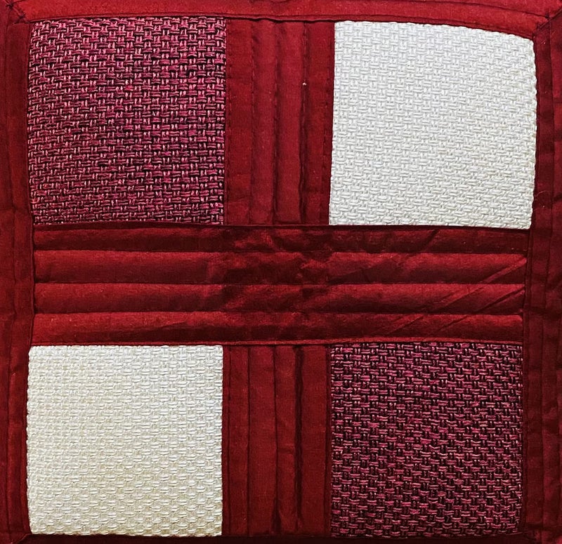 BUNIO Jute and Dupion Silk Box Design Cushion Covers 16 x 16 inches Set of 5 Pieces Red - Image 3