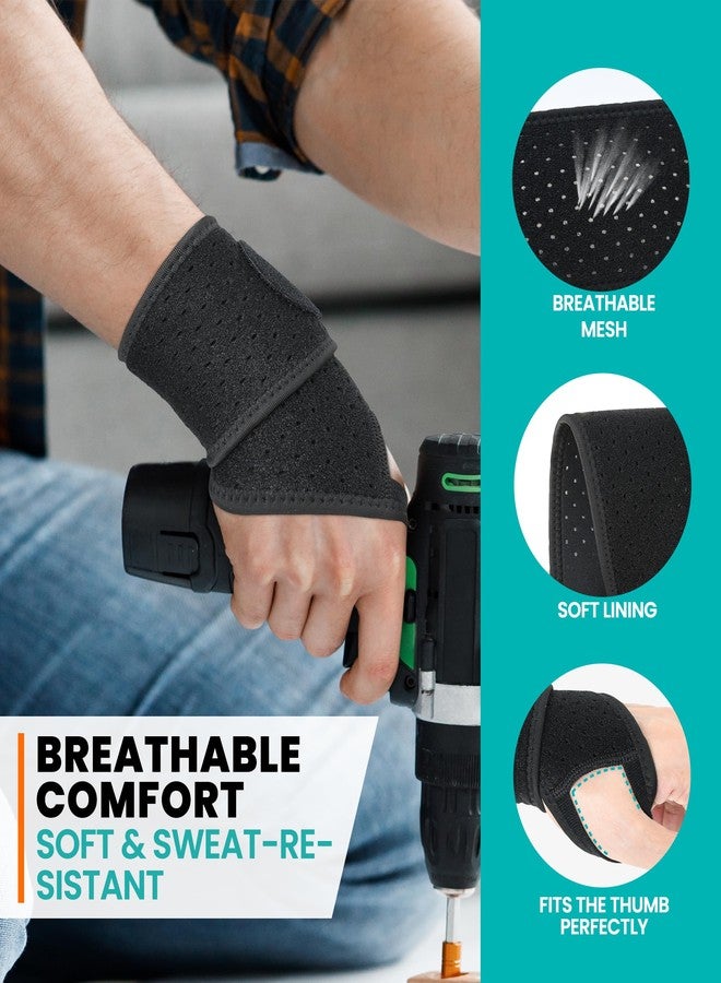 HiRui Wrist Wraps 2-Pack, Adjustable Breathable Wrist Support Brace for Men & Women – Pain Relief for Carpal Tunnel Syndrome, Tendonitis, Arthritis, Sports, Workouts – Fits Left & Right Hand (Black) - Image 5