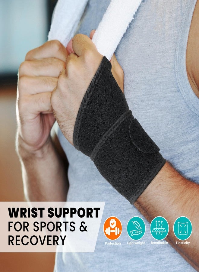 HiRui Wrist Wraps 2-Pack, Adjustable Breathable Wrist Support Brace for Men & Women – Pain Relief for Carpal Tunnel Syndrome, Tendonitis, Arthritis, Sports, Workouts – Fits Left & Right Hand (Black) - Image 2