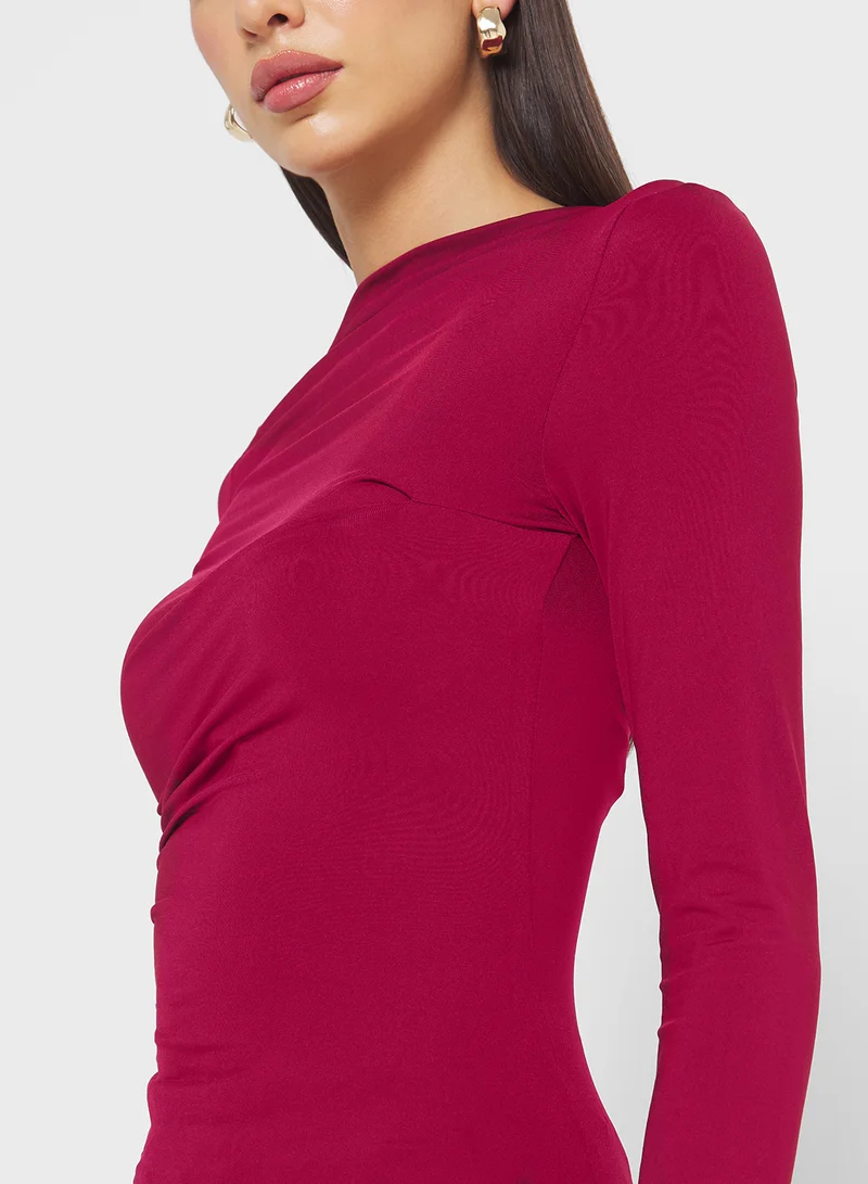 ELLA Fitted Top With Asymmetric  Neck