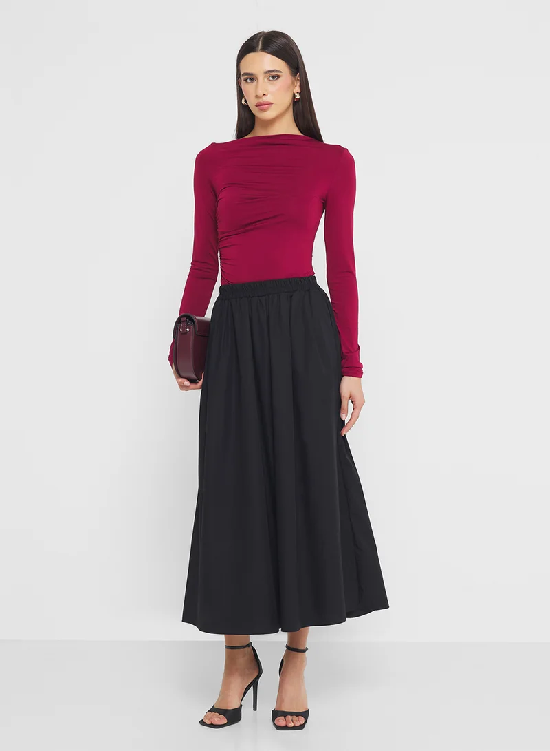 ELLA Fitted Top With Asymmetric  Neck