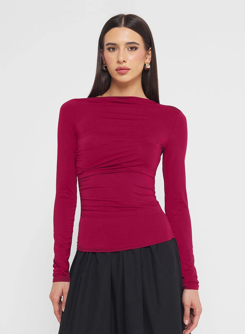 ELLA Fitted Top With Asymmetric  Neck - Image 1