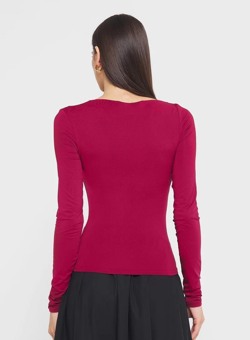 ELLA Fitted Top With Asymmetric  Neck