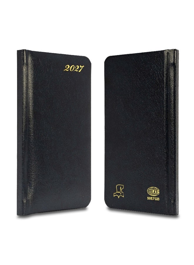 FIS 2027 Golden Slim Diary, Size 90x170mm, 1 Side Padded Bonded Leather Cover with Gilded Edges & Round Corners, English & French Language, 70gsm Italian Ivory Paper, Blue Cover - FSDI59EFGB27BL - Image 4