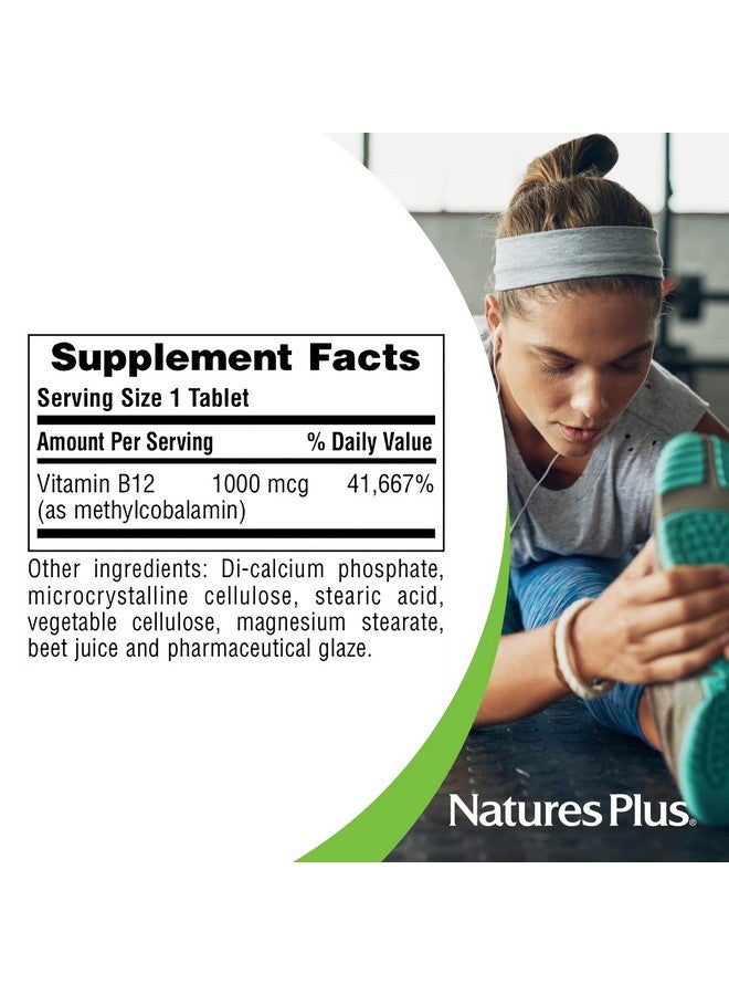 Natures Plus NaturesPlus Vitamin B12 (Methylcobalamin) - 1000 mcg, 90 Vegetarian Tablets - High Potency Red Blood Cell Support - Natural Energy Booster, Promotes Overall Health - Gluten-Free - 90 Servings - Image 5