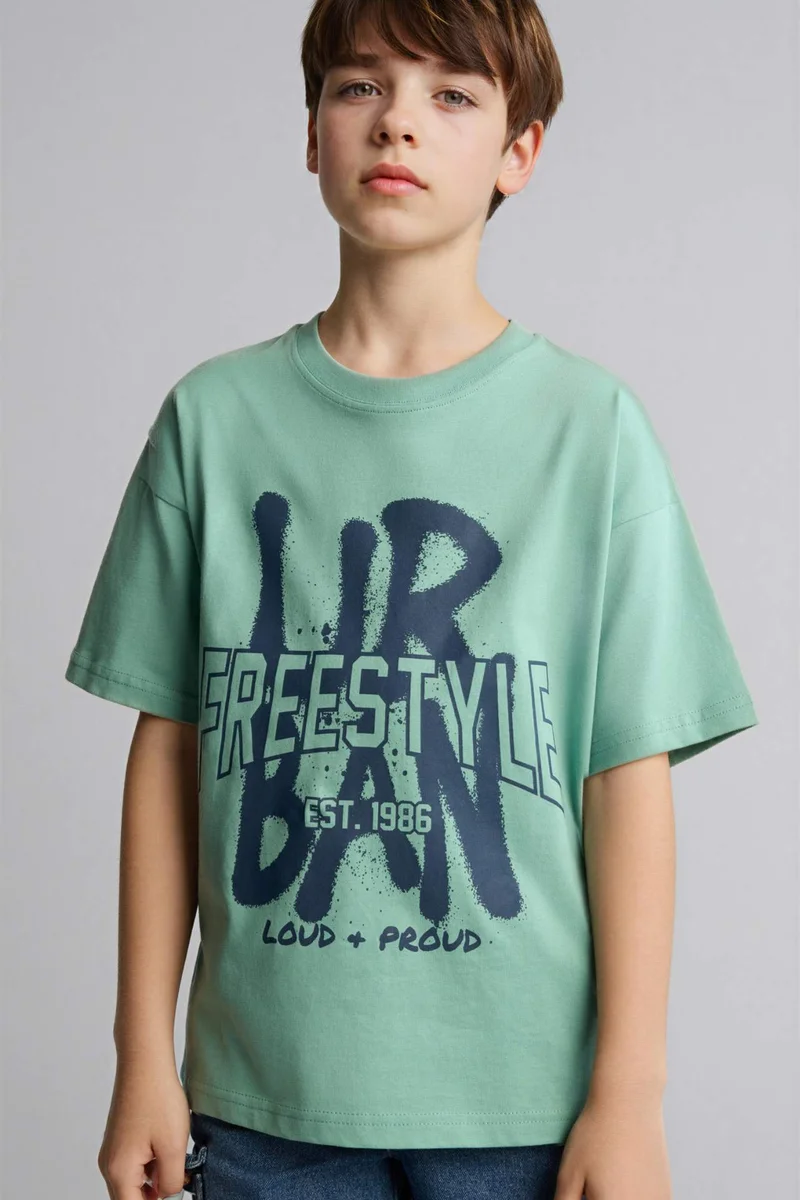 ديفاكتو Boy New Regular Fit Printed Short Sleeve T-Shirt