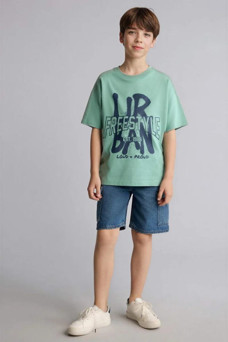 ديفاكتو Boy New Regular Fit Printed Short Sleeve T-Shirt