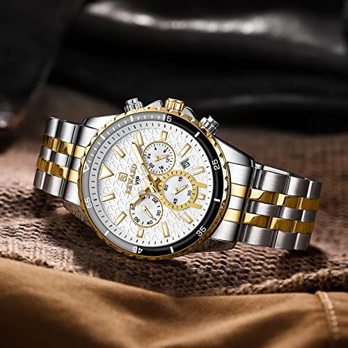 REWARD Men's Wrist Watches Fashion Business Dress Stainless Steel Wristwatch for Men (Chronograph/Waterproof/Luminous/Date) Sport Mens Quartz Watch Black/Silver/Blue/Green - Image 4