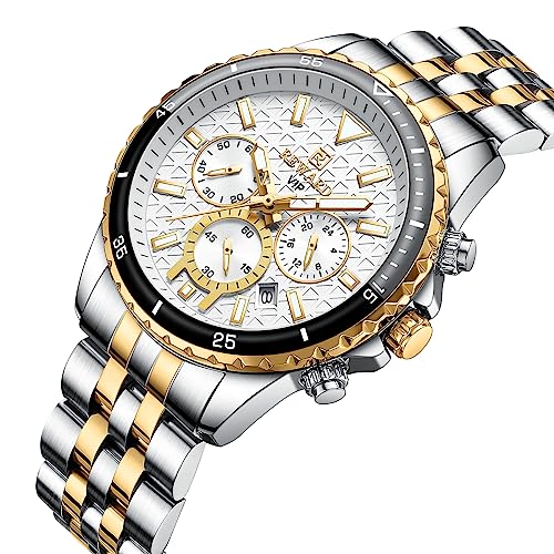 REWARD Men's Wrist Watches Fashion Business Dress Stainless Steel Wristwatch for Men (Chronograph/Waterproof/Luminous/Date) Sport Mens Quartz Watch Black/Silver/Blue/Green - Image 2