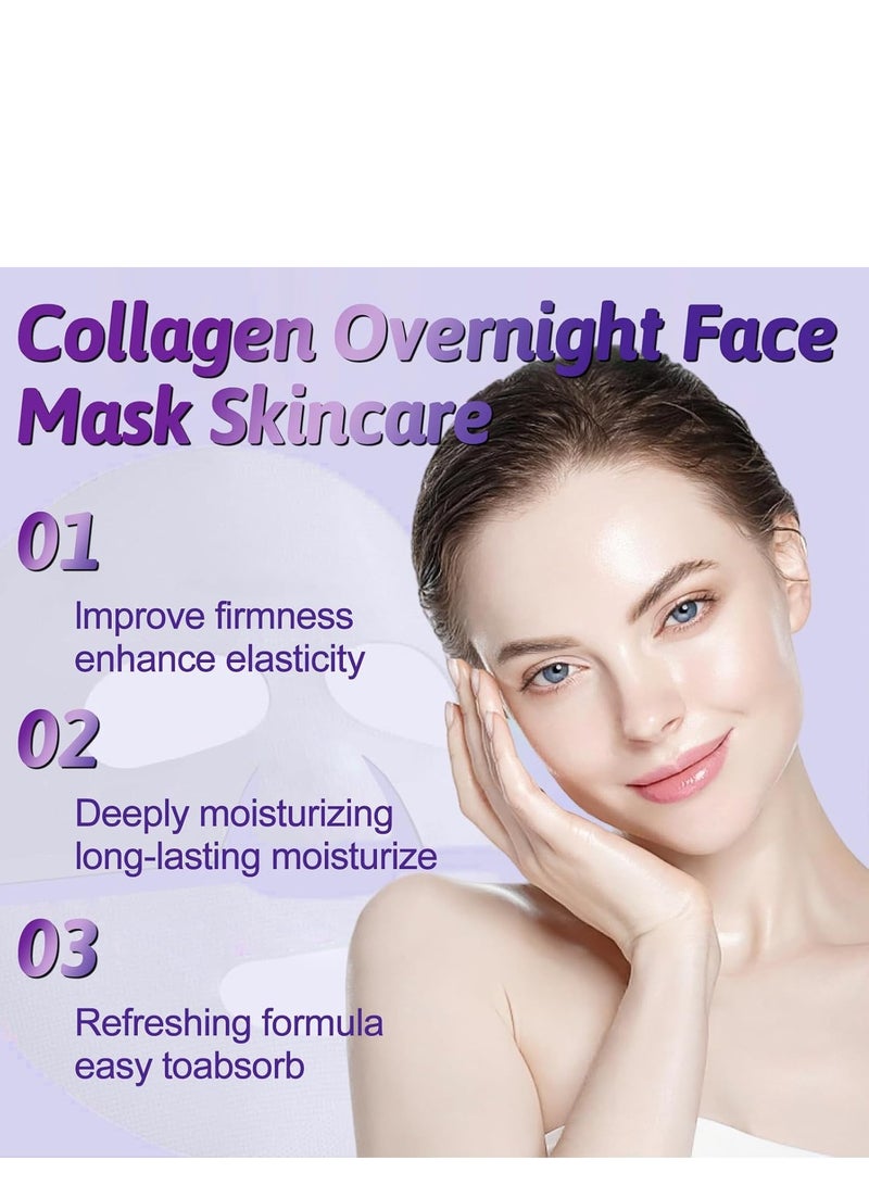 POUQUR 10 PCS Korean Face Masks, Collagen Mask for 4X Smoother & Brighter Skin, Deep Hydrating & Moisturizing, Skin Repair, Firming & Anti-Wrinkle Facial Sheet Mask - Image 3