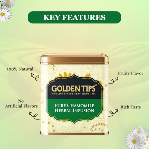 Golden Tips Chamomile Herbal Infusion Tea, Calming & Aromatic Loose Leaf Herbal Tea in Elegant Box Packaging, Perfect for Relaxation & Well-Being (75 Gram - 37 Cups) - Image 2