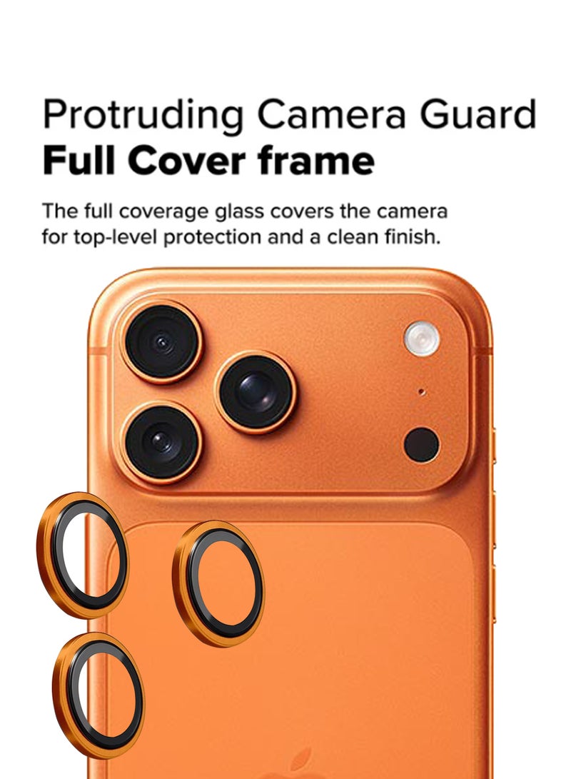 For Apple iPhone 17 Pro Back Camera Lens Glass Protector / Lens Shield / Scratch-Resistant Camera Glass Protector - Orange - Image 2