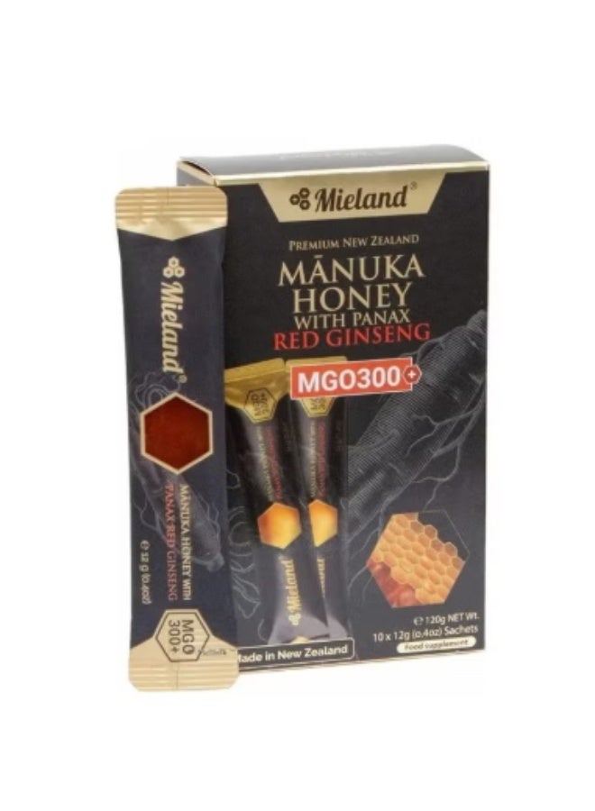 ميلاند عسل مانوكا مع باناكس الجنسينج الأحمر +300 MGO عدد 12 كيس