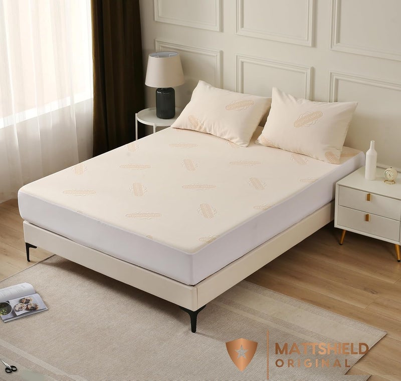 MATTSHIELD ORIGINAL Waterproof Organic Mattress Protector King - Organic Cotton Breathable Mattress Pad Cover - 200 GSM Comfort - Deep Pocket - Fitted Comfort - Image 3