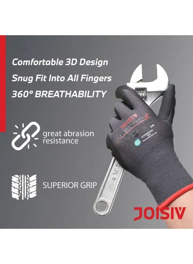 3 Pairs M Size Nitrile Coated Work Gloves Touchscreen Lightweight For Warehouse - Image 4