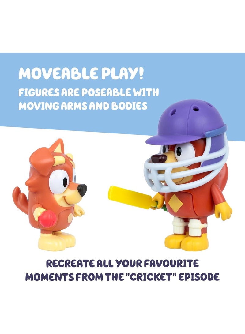Bluey S14 Figure 2 Pack Cricket Themed Figures with Moving Arms & Helmet and Bat Accessories19197 - Image 4