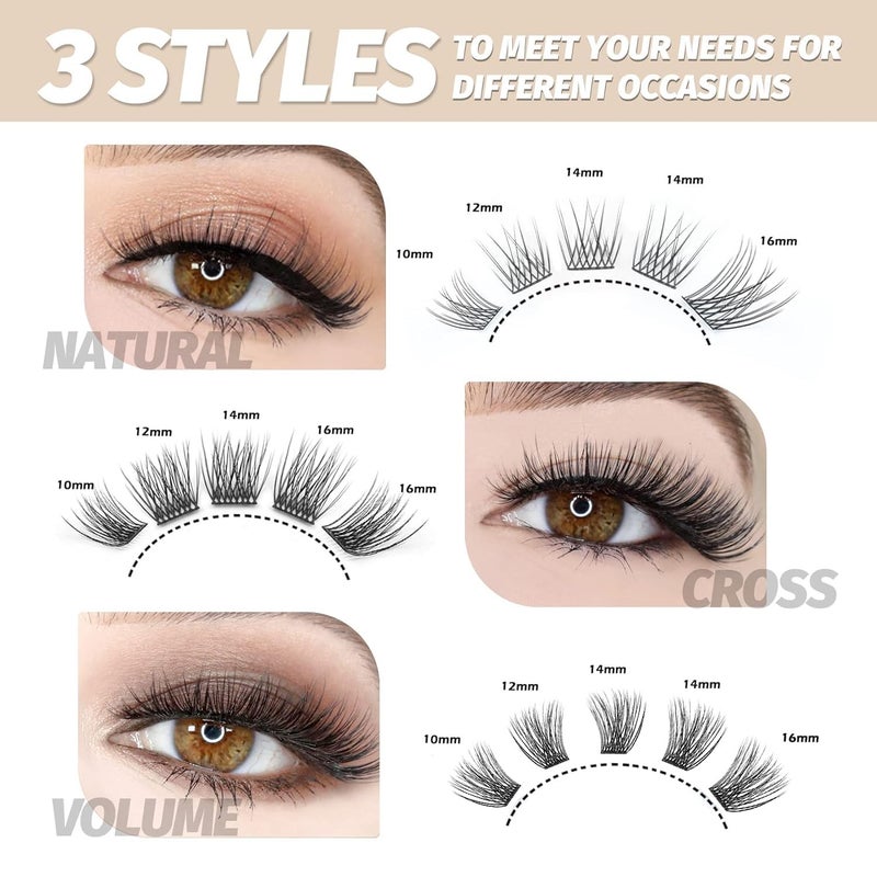 EASITENSION DIY Eyelash Extension Lash Clusters 120 Clusters False Eyelash 3D Effect Individual Natural Lashes Set at Home Eyelash Extension Kit Lashes Pack Volume Mixed - Image 2
