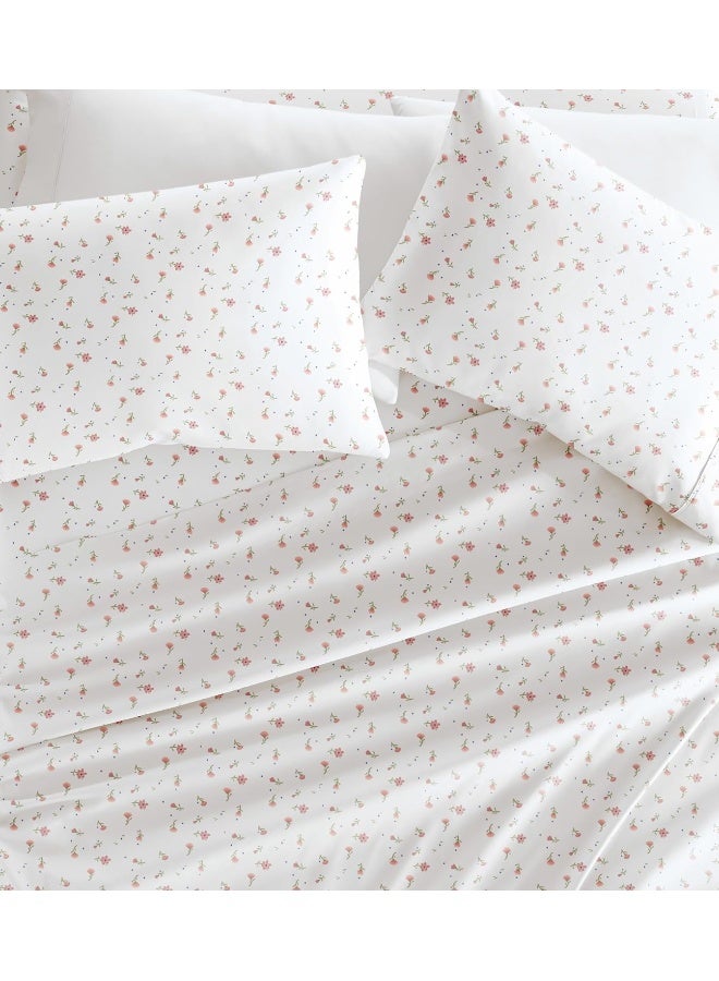 Linen Market 4 Piece Sheet Set Patterned, Queen, Soft Floral Pink  - Image 1