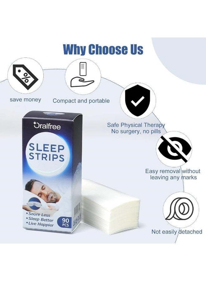شريط نوم 90 قطعة، شريط للفم مضاد للشخير وجفاف الفم، شفاف مصنوع من مواد نانوية طبية، مريح وآمن للنوم، بتغليف أنيق وسهل الاستخدام - Image 2