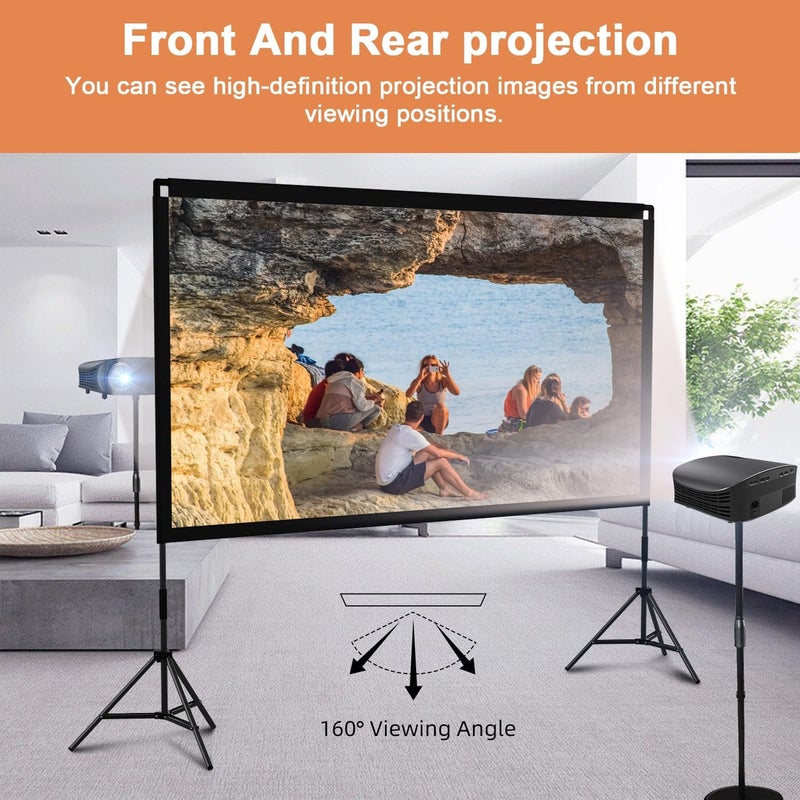 TOWOND Projector Screen and Stand, 100 inch Portable Movie Screen Indoor Outdoor 16:9 4K HD Front Rear Projection Screen with Carry Bag Wrinkle-Free and Foldable Design for Backyard Movie Night - Image 5
